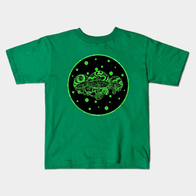 Green Shrooms Art Kids T-Shirt by SartorisArt1